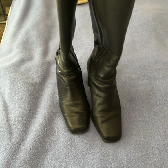 Black Leather Boots.  2” chunky heel. - Picture 2 of 4